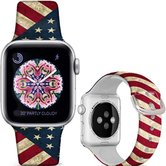 FLAPI Silicone US Flag Band for iWatch 38mm/40mm - Picture 1 of 2